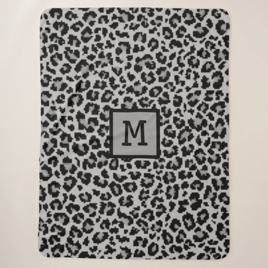Couverture Sherpa Monogramme Empreinte de léopard initial Élégant an (Devant)