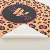 Couverture Sherpa Monogramme Empreinte de léopard rose noir (3/4)