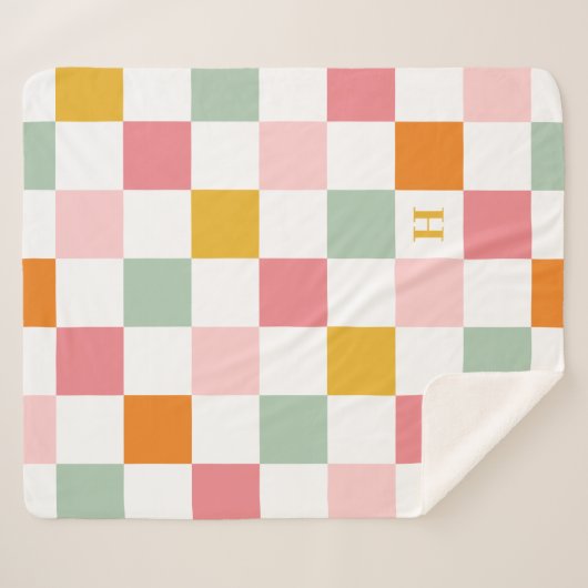Couverture Sherpa Monogramme en carton multicolore Boho (Devant (Horizontal))