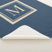Couverture Sherpa Monogramme encadré bleu personnalisé et vanille (3/4)