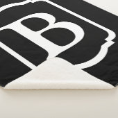 Couverture Sherpa Monogramme encadré simple noir et blanc (3/4)
