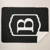 Couverture Sherpa Monogramme encadré simple noir et blanc (Devant (Horizontal))