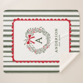 Couverture Sherpa Monogramme et nom de la couronne préppie personnal (Devant (Horizontal))