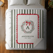 Couverture Sherpa Monogramme et nom de la couronne préppie personnal