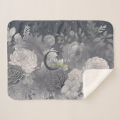 Couverture Sherpa Monogramme et nom imprimé rose noir et blanc (Devant (Horizontal))