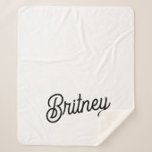 Couverture Sherpa Monogramme et nom personnalisés en noir moderne (Devant)