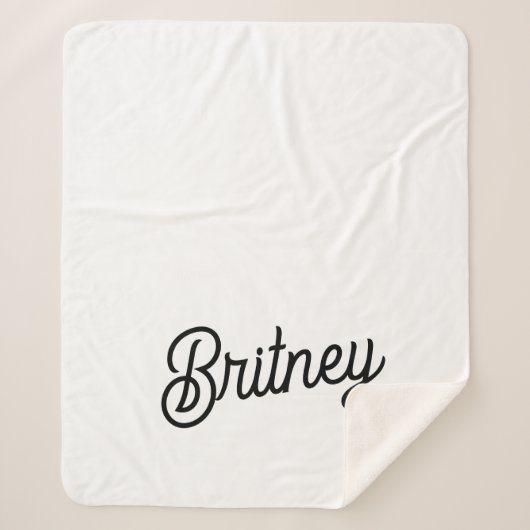 Couverture Sherpa Monogramme et nom personnalisés en noir moderne (Devant)