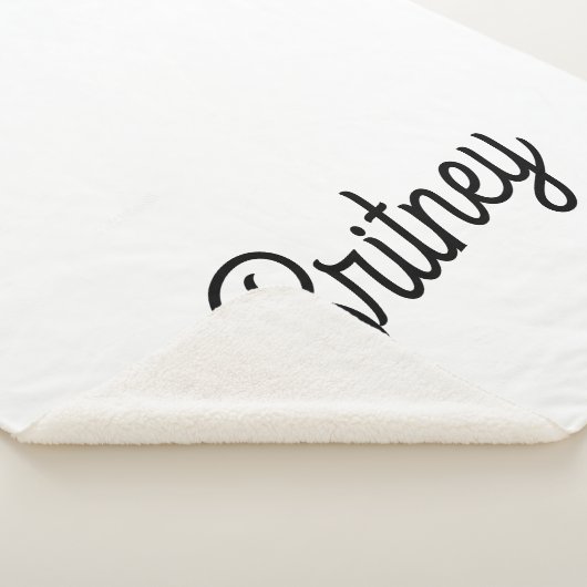 Couverture Sherpa Monogramme et nom personnalisés en noir moderne (3/4)