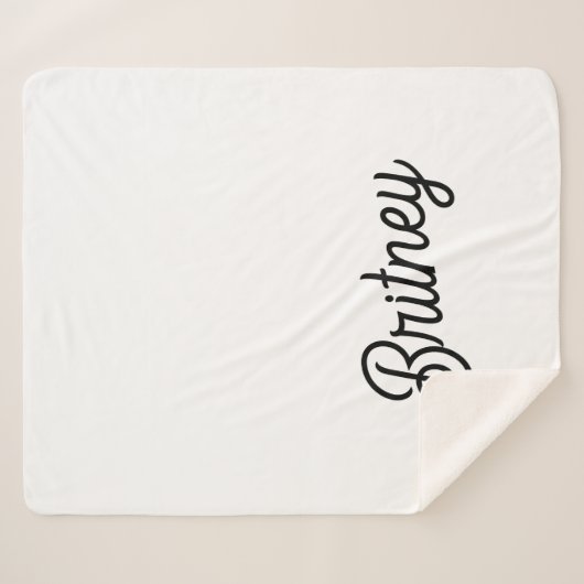 Couverture Sherpa Monogramme et nom personnalisés en noir moderne (Devant (Horizontal))