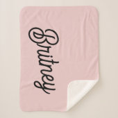 Couverture Sherpa Monogramme et nom rose pâle moderne (Devant)