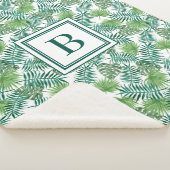 Couverture Sherpa Monogramme Feuille de palme tropicale moderne (3/4)
