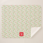 Couverture Sherpa Monogramme Feuille de palme tropicale moderne (Devant (Horizontal))