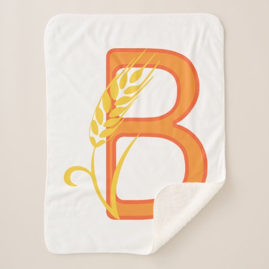 Couverture Sherpa monogramme floral B lettre majuscule (Devant)