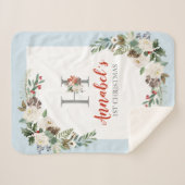 Couverture Sherpa monogramme floral de fleurs de Noël (Devant (Horizontal))