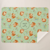 Couverture Sherpa Monogramme Floral Poméranie Motif Mint Green (Devant (Horizontal))