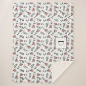 Couverture Sherpa Monogramme floral rose mignon (Devant)
