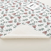Couverture Sherpa Monogramme floral rose mignon (3/4)