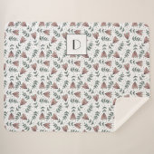 Couverture Sherpa Monogramme floral rose mignon (Devant (Horizontal))