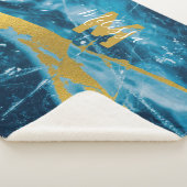 Couverture Sherpa Monogramme Géode Agate Gemstone Bleu et or (3/4)