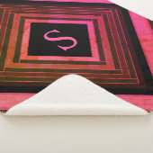 Couverture Sherpa Monogramme géométrique rose rustique Carré moderne (3/4)