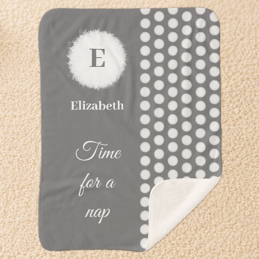Couverture Sherpa Monogramme gris et blanc il est temps de faire une