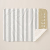 Couverture Sherpa Monogramme Gris et Gris d'or | Couleurs modifiable (Devant (Horizontal))