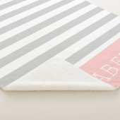 Couverture Sherpa Monogramme Gris et rose | Couleurs modifiables (3/4)