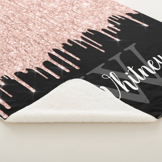 Couverture Sherpa Monogramme Gris Gris Parties scintillant rose Fill (3/4)