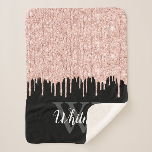 Couverture Sherpa Monogramme Gris Gris Parties scintillant rose Fill (Devant)