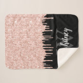 Couverture Sherpa Monogramme Gris Gris Parties scintillant rose Fill (Devant (Horizontal))