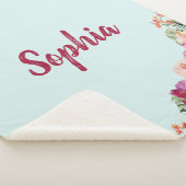 Couverture Sherpa Monogramme Hibiscus rose Fleurs tropicales florale (3/4)