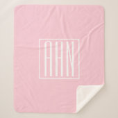 Couverture Sherpa Monogramme initial | Blanc sur rose clair (Devant)