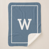 Couverture Sherpa Monogramme initial bleu foncé simple (Devant)