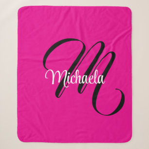Couverture Sherpa Monogramme initial minimaliste moderne nom rose ch