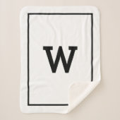 Couverture Sherpa Monogramme initial noir simple (Devant)