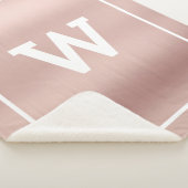Couverture Sherpa Monogramme initial rose pâle simple Sherpa Blanche (3/4)