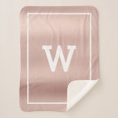 Couverture Sherpa Monogramme initial rose pâle simple Sherpa Blanche (Devant)