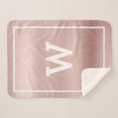 Couverture Sherpa Monogramme initial rose pâle simple Sherpa Blanche (Devant (Horizontal))