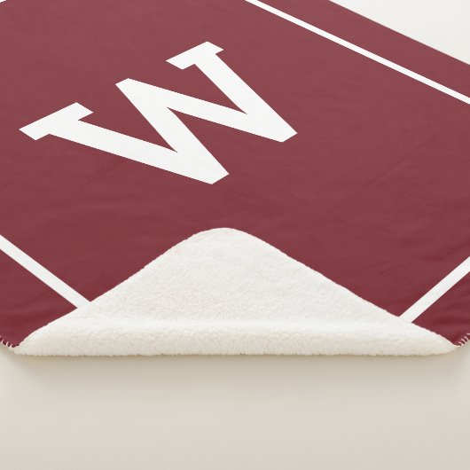 Couverture Sherpa Monogramme initial simple rouge Bourgogne (3/4)