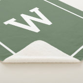Couverture Sherpa Monogramme initial simple vert Sherpa Blanche (3/4)