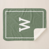 Couverture Sherpa Monogramme initial simple vert Sherpa Blanche (Devant (Horizontal))
