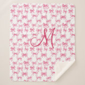 Couverture Sherpa Monogramme Initiale Bow rose Coquette Filles esthé (Devant)