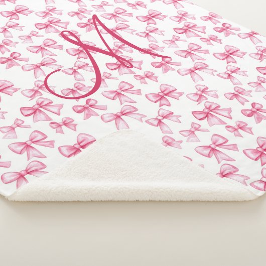 Couverture Sherpa Monogramme Initiale Bow rose Coquette Filles esthé (3/4)