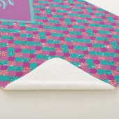 Couverture Sherpa Monogramme Magenta Purple Pink Turquoise Sirène Ét (3/4)