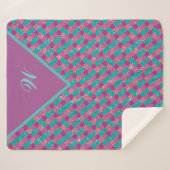 Couverture Sherpa Monogramme Magenta Purple Pink Turquoise Sirène Ét (Devant (Horizontal))