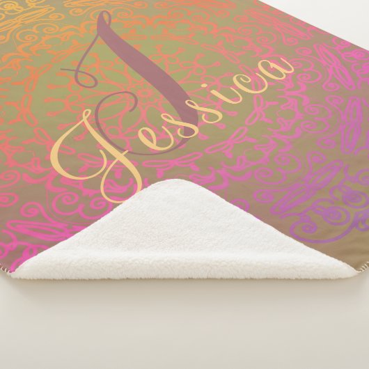 Couverture Sherpa Monogramme Mandala défraîchi (3/4)