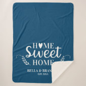 Couverture Sherpa Monogramme Moderne Bleu Nouveauté Date d'établisse (Devant)