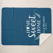 Couverture Sherpa Monogramme Moderne Bleu Nouveauté Date d'établisse (Devant (Horizontal))