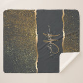 Couverture Sherpa Monogramme moderne Elegant Gold Touch (Devant (Horizontal))