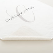 Couverture Sherpa Monogramme Moderne Élégant | Gris & Blanc (modifia (3/4)